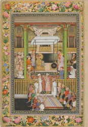 En nattlig feiring av profetens fødselsdag, fra St. Petersburg-albumet, ca. 1635–1752 (ugjennomsiktig akvarell, blekk, sølv og gull på papir)