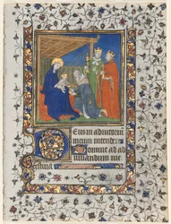 Bifolio fra a Book of Hours: Adoration of the Magi